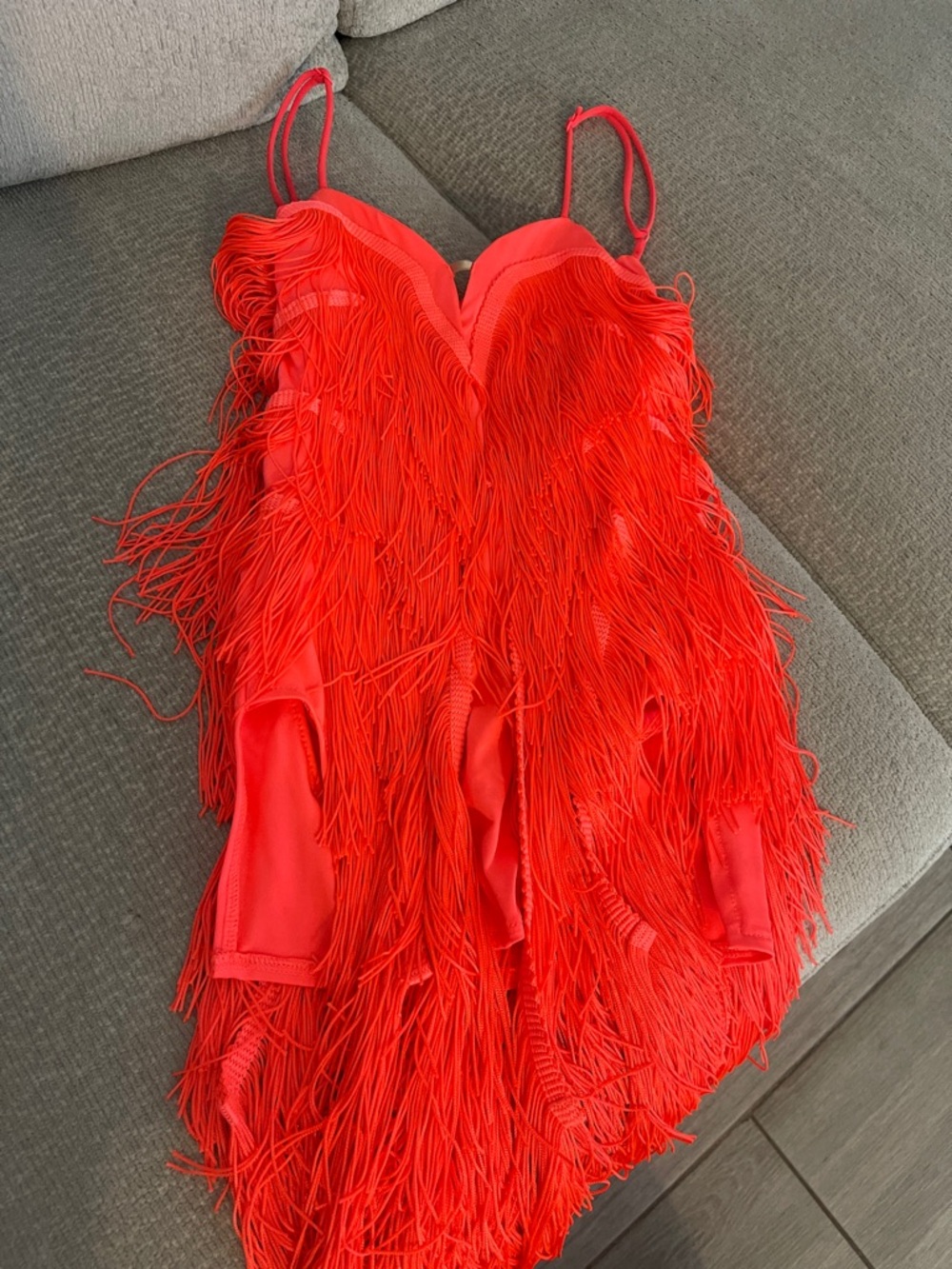 Vibrant salmon ZYM Fringe ballroom Dress child large